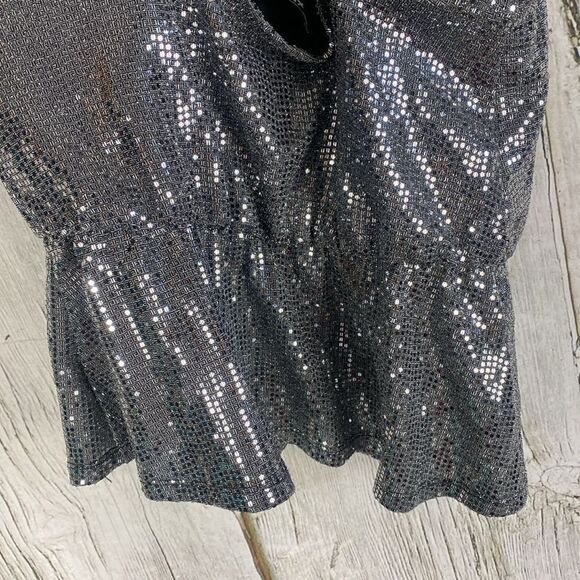 Express Silver Sequin Peplum Tank Small NWT 296 - Picture 7 of 9